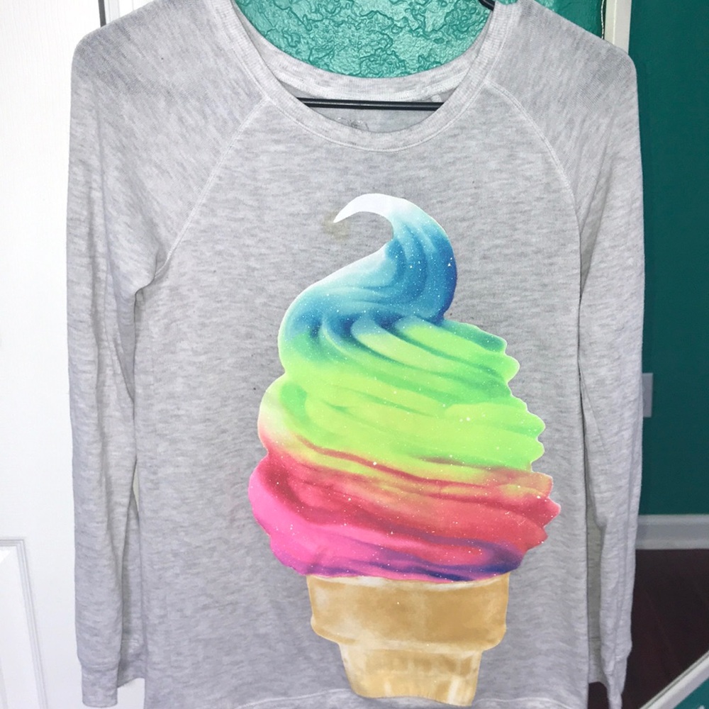 JUSTICE long sleeve tee with an image of ice cream